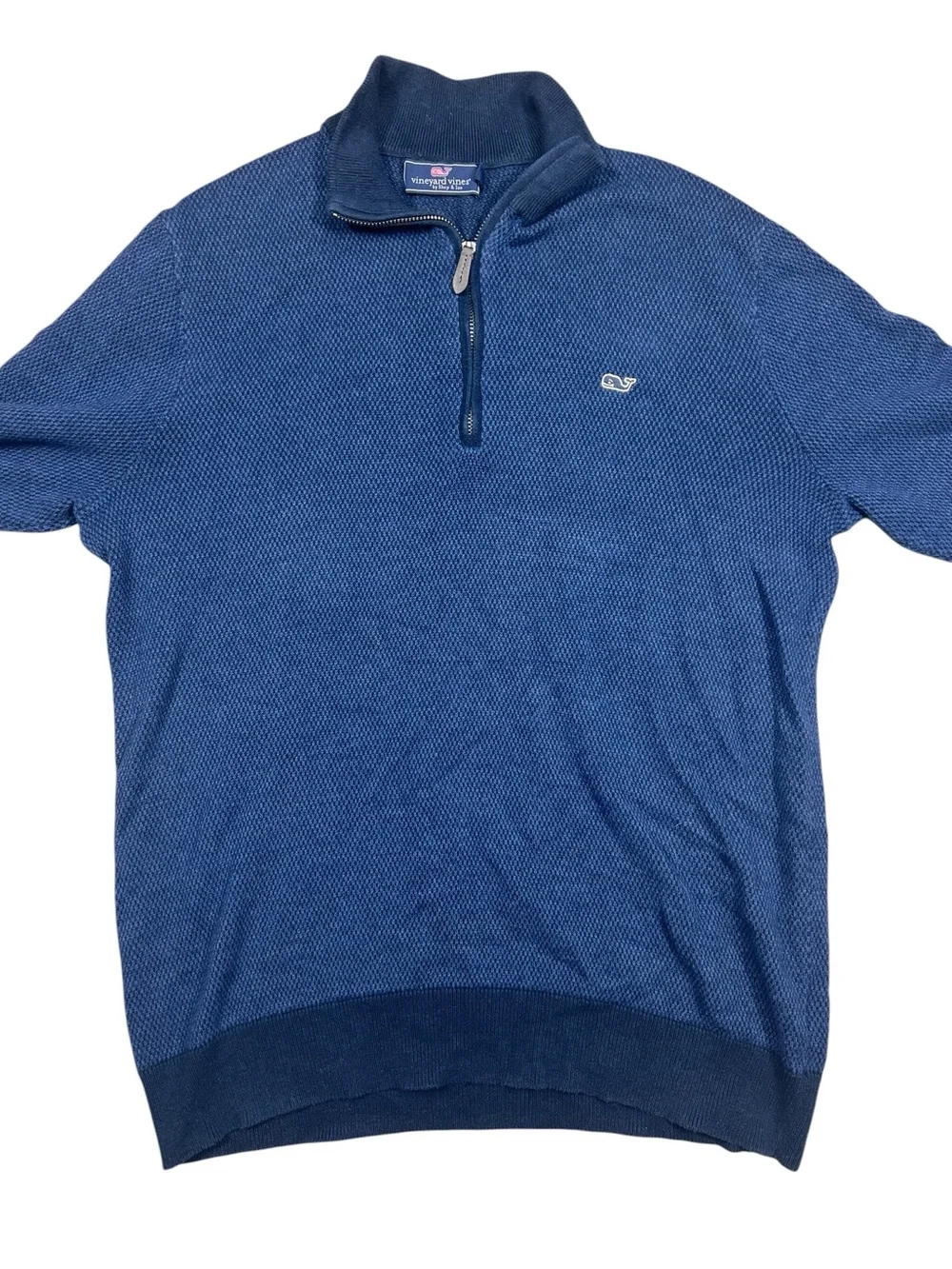 Vineyard Vines Sweater mens Medium Quarter Zip Pullover Navy Blue wool blend